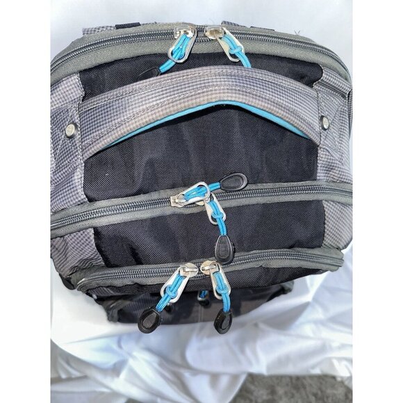 HIGH SIERRA BACKPACK, AQUA/GREY, MULTI-POCKET, 20" X 15", Good COND. - Picture 5 of 16
